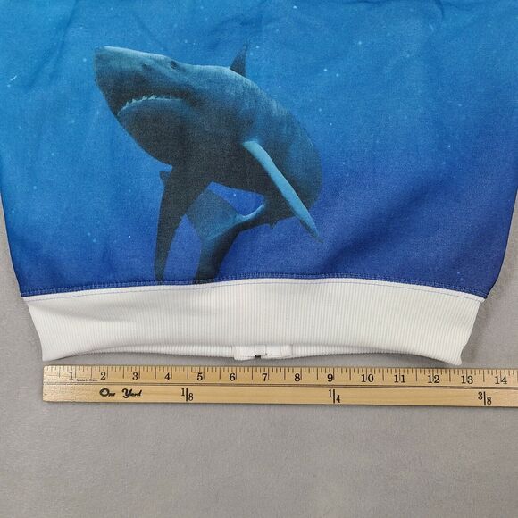 Exist Great White Shark Hoodie Sweatshirt Adult Size Small White Blue - Picture 11 of 12